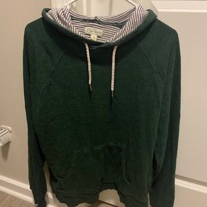 J.Crew Mens Hoodie Green with Striped Lining